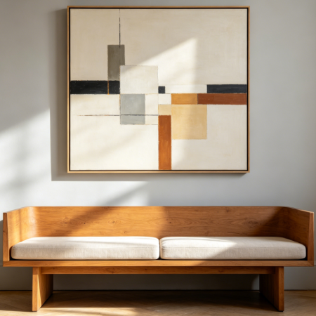 Retro Geometric Square Abstract Art Print