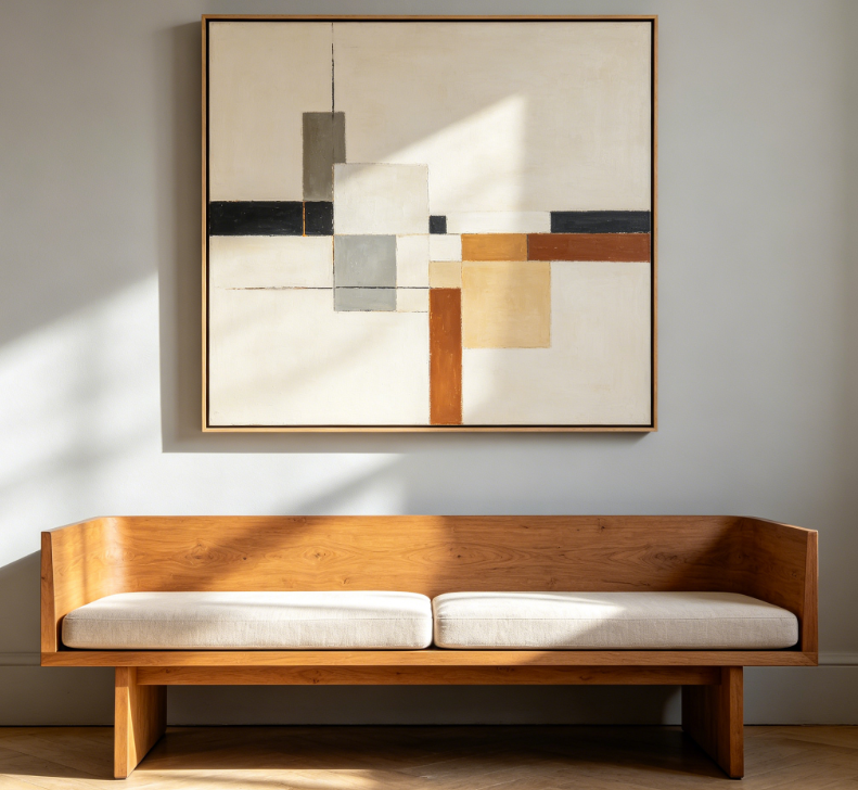 Retro Geometric Square Abstract Art Print