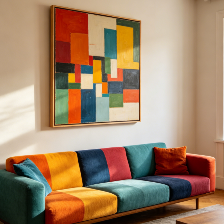 Colorful Geometric Block Abstract Art Print