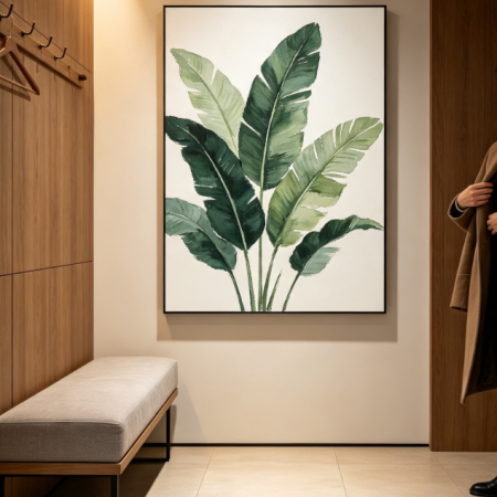Watercolor Banana Leaf Wall Art (Portrait)