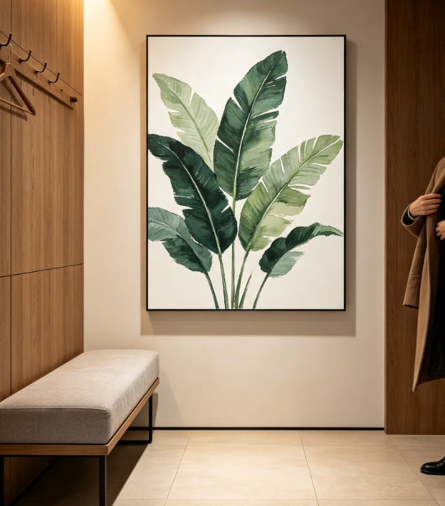 Watercolor Banana Leaf Wall Art (Portrait)
