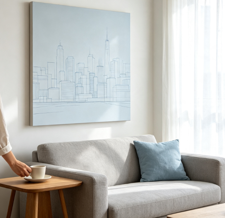 Urban Architecture Line Art Office Decor - Image 2