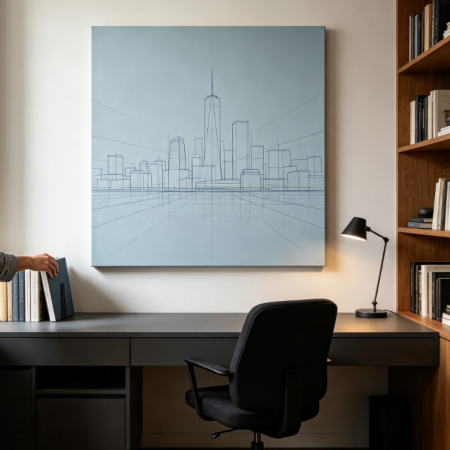 Urban Architecture Line Art Office Decor